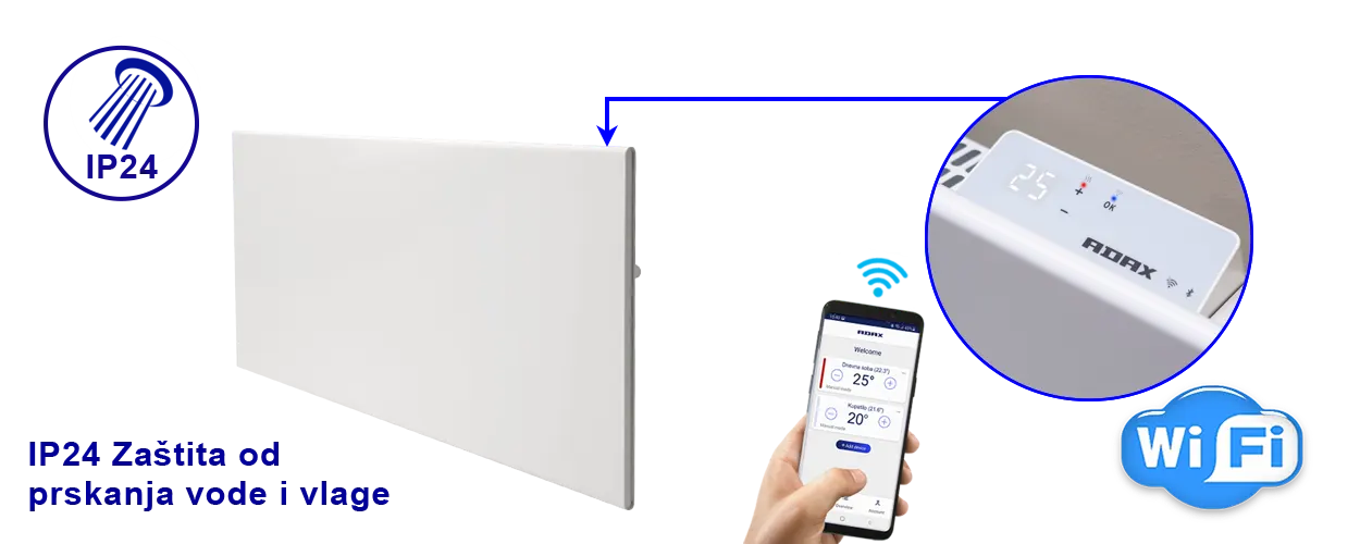 Norveški radijator model ADAX NEO WiFI - tehnički podaci